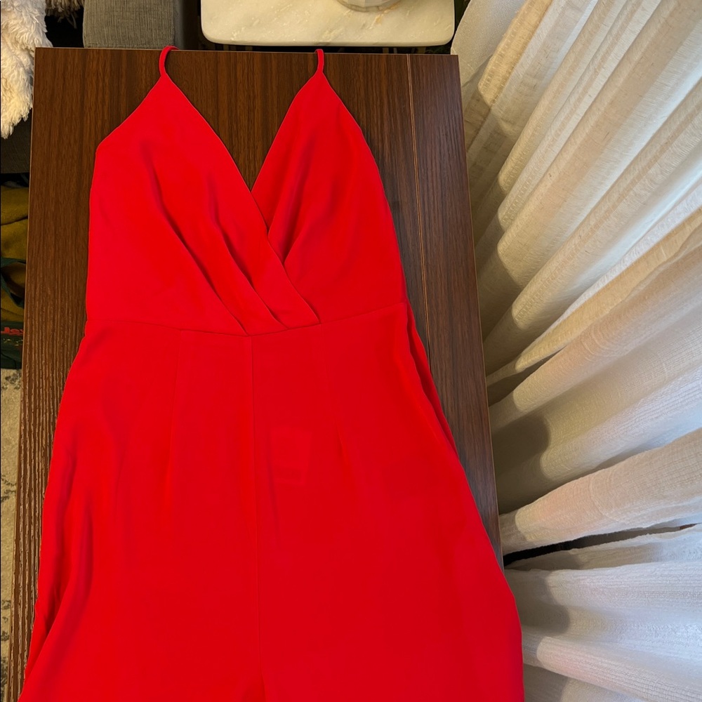 Elegant Red Spaghetti Halter Jumper